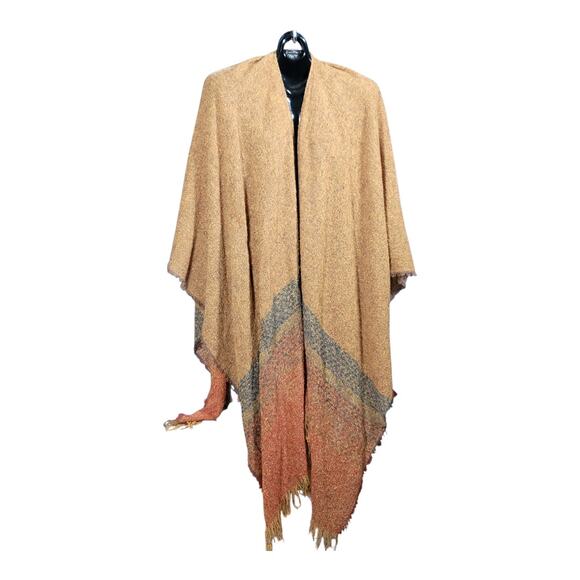 Celtic Kerry Woollen Mills Lambswool Shawl Wrap  Fringe Cape Made in Ireland - Picture 1 of 9